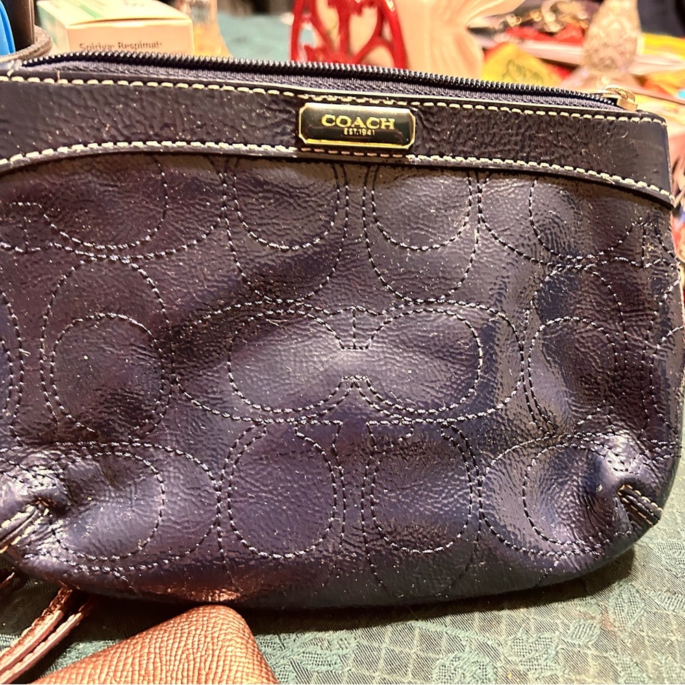 Coach navy blue wristlet
